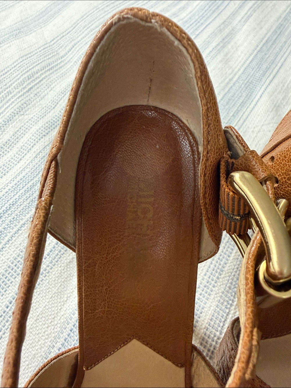 MICHAEL Michael Kors Brown Leather Strappy Platform Heels Size 8.5 - Picture 7 of 12